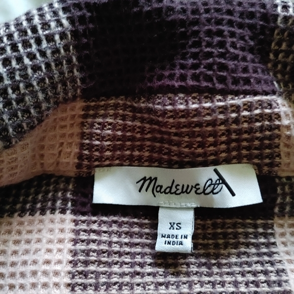 Madewell Waffle Half-Zip Popover Shirt Sz.XS Brown - Picture 5 of 6
